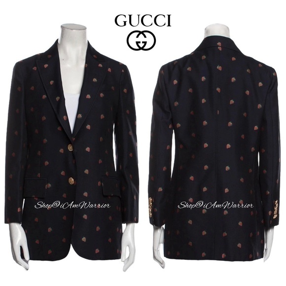 Gucci NWT strawberry print navy gold Fil Coupé blazer *Shop@iamwarrior - Picture 3 of 13